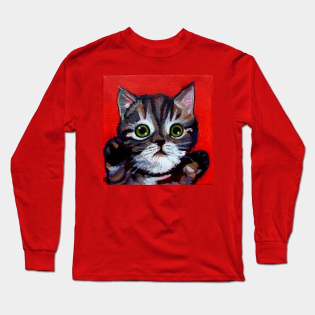 Cat mug shot 2 Long Sleeve T-Shirt by kathyarchbold